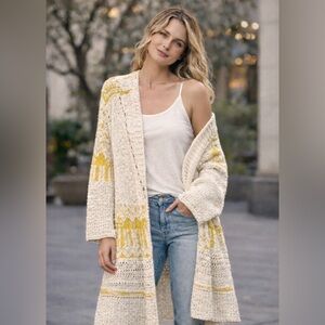 Free People Dreamweaver Cardigan Duster – Ivory Combo – Size S